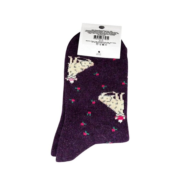 Set Of 2 Loft & Coffee-Themed Crew Socks One Size Purple/Gray/Pink - Picture 2 of 7